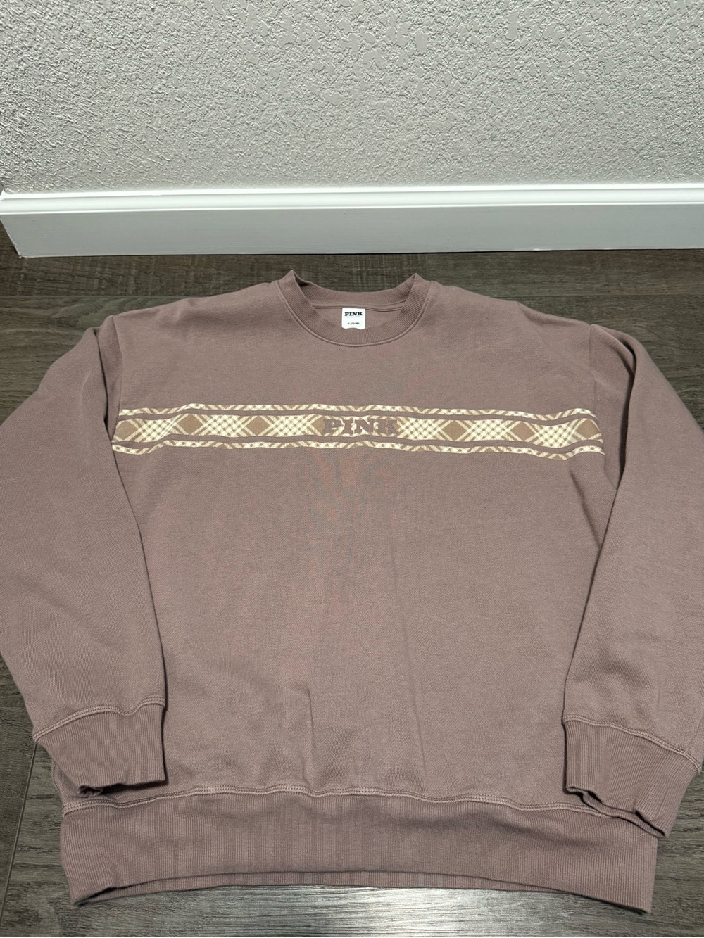 PINK Victoria’s Secret Mauve Crewneck Sweatshirt Medium Logo Stripe